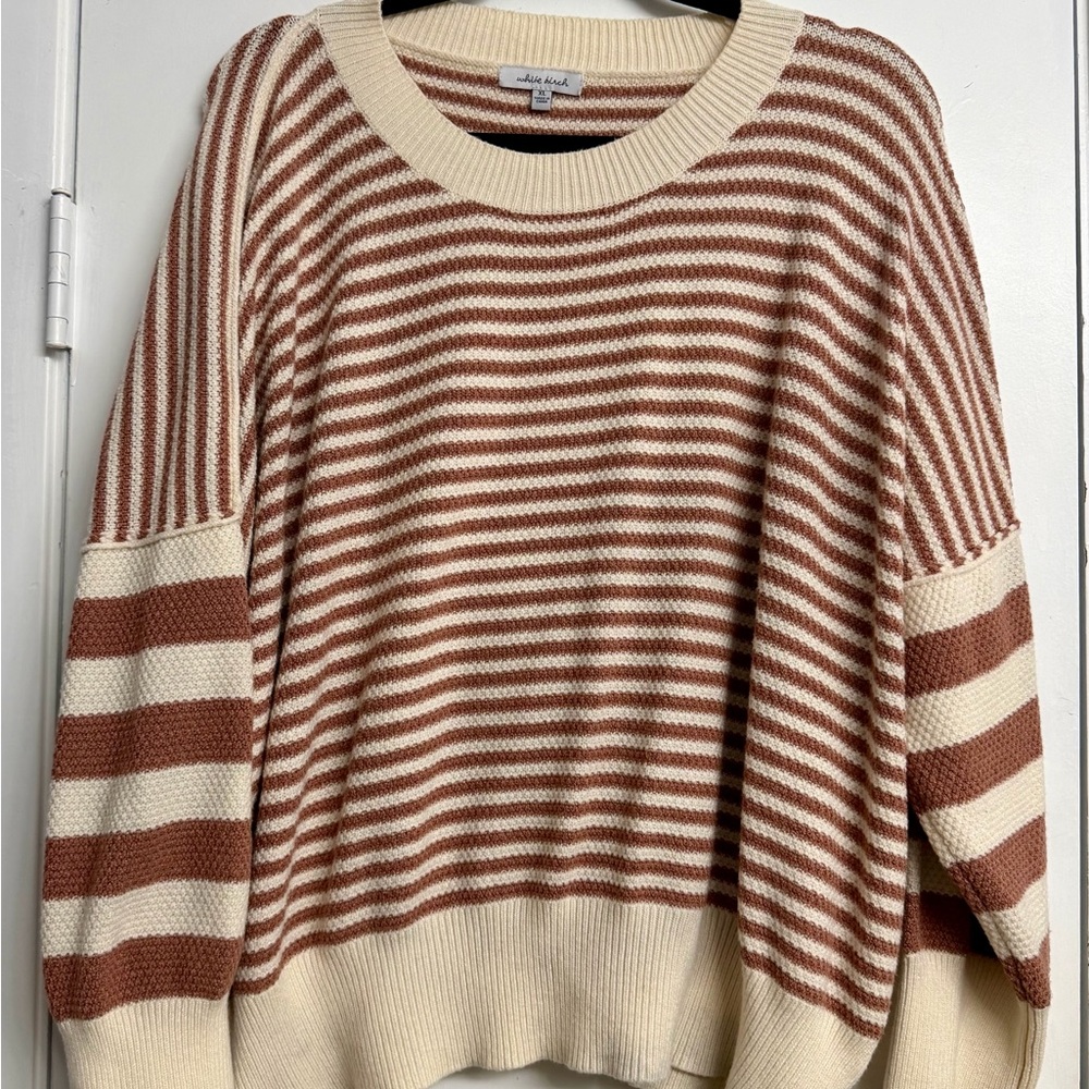 White Birch Brown and Cream Striped Sweater